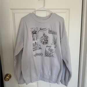 Unbranded Light Gray Rome Italy Graphic Sweatshirt - Men